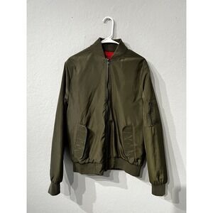 Killion Mens Standard Issue MA-1 Bomber Zip Up Jacket Olive Green Sz. Large L